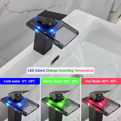 LED Glass Widespread Faucet