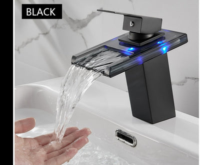 LED Glass Widespread Faucet