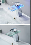LED Glass Widespread Faucet